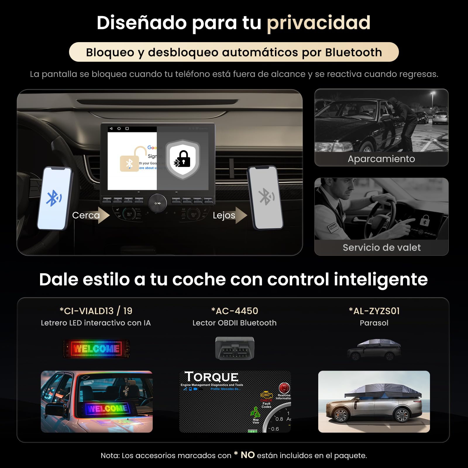 ATOTOZONE 10,1" FlexView Radio Android Adaptativo 1 DIN & 2 DIN, Pantalla Flotante ChatGPT AI Autoradio, Wi‑Fi/USB/Bluetooth, CarPlay y Android Auto Inalámbrico, EQ/DSP/RDS, Cámara Trasera