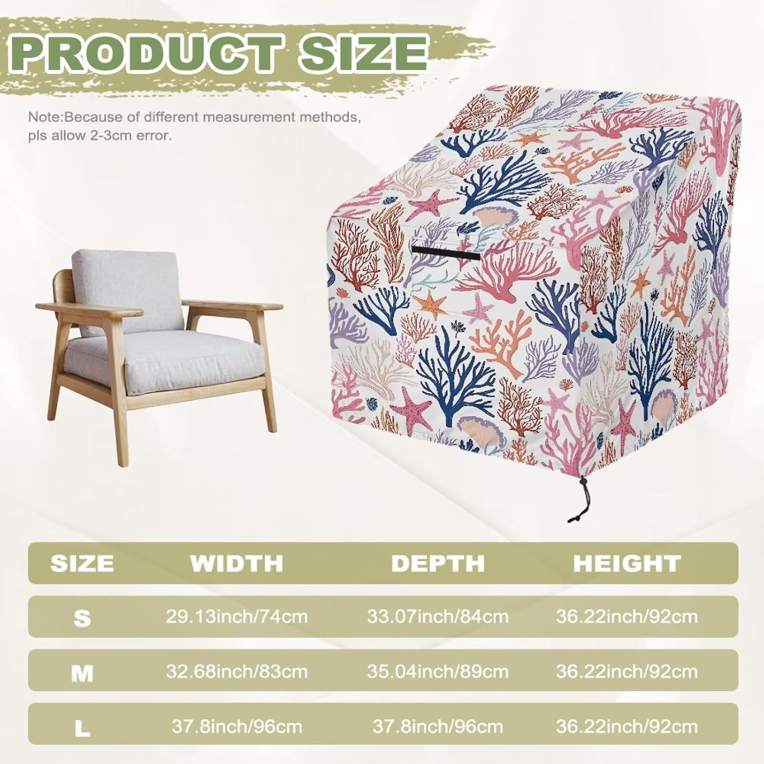Floral Printed Patio Chair Cover Waterproof Patio Chair Covers Dust Rain Snow-Proof Outdoor Furniture Lawn Chairs Protection