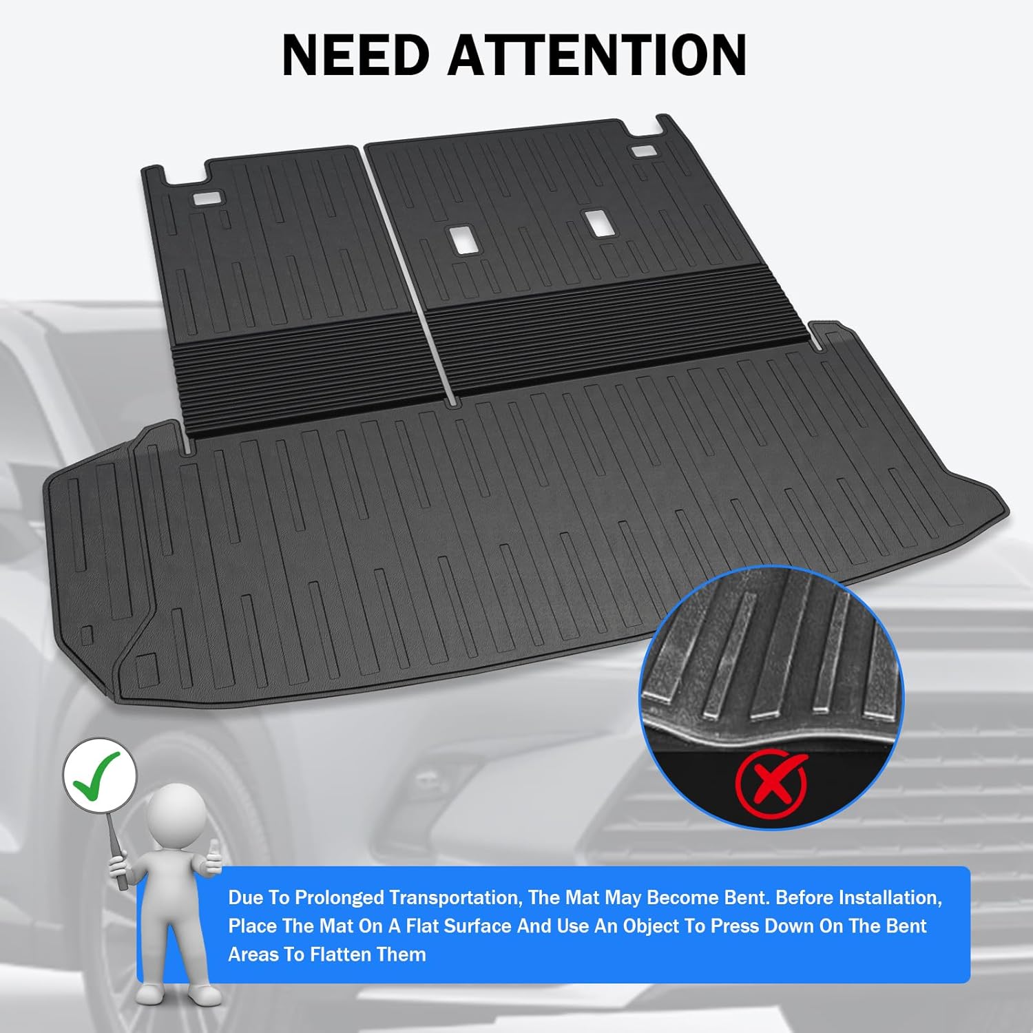 Trunk Mat & Backrest Mat & 2nd Row Seat Backrest for Toyota Grand Highlander 2024-2026(7 Seater Only), All Weather TPE Cargo Liner, Waterproof Scratch-Resistant Full Coverage Cargo Mats