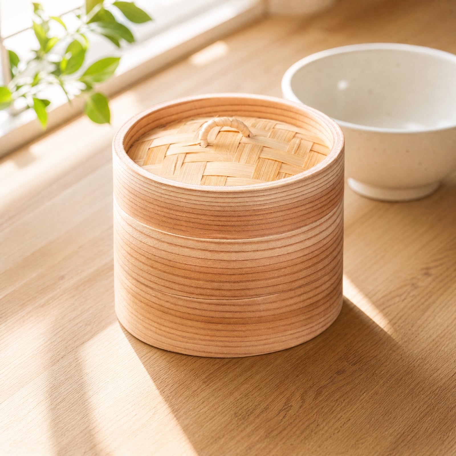 Vaporera Cilíndrica Transpirable Vaporera con Tapa Segura para Cocina Casera, Reuran
