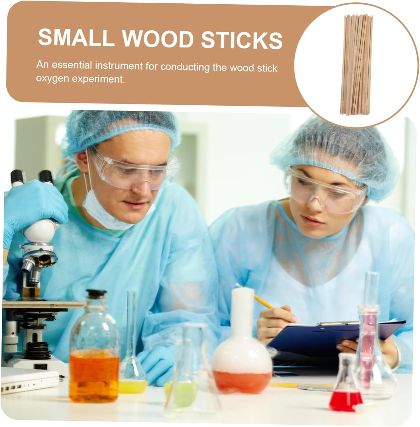 Small Wooden Rods Teaching Tool 50pcs for Oxygen Combustion Experiment