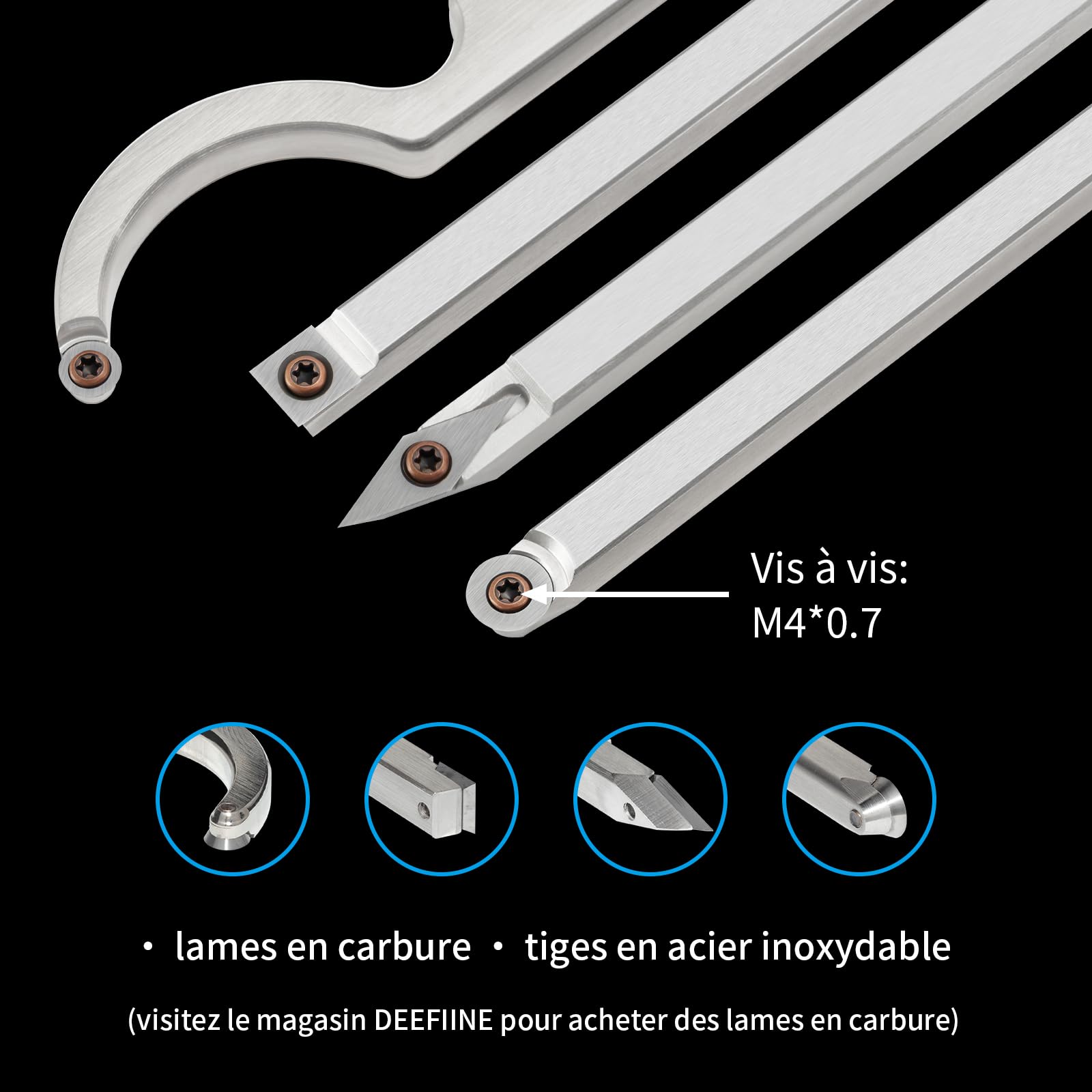 Outils de Tournage sur Bois, Outils de Tour au Carbure avec Forme de Diamant, Tournage Remplaçable,Pour les Amateurs de Bois.(6B)