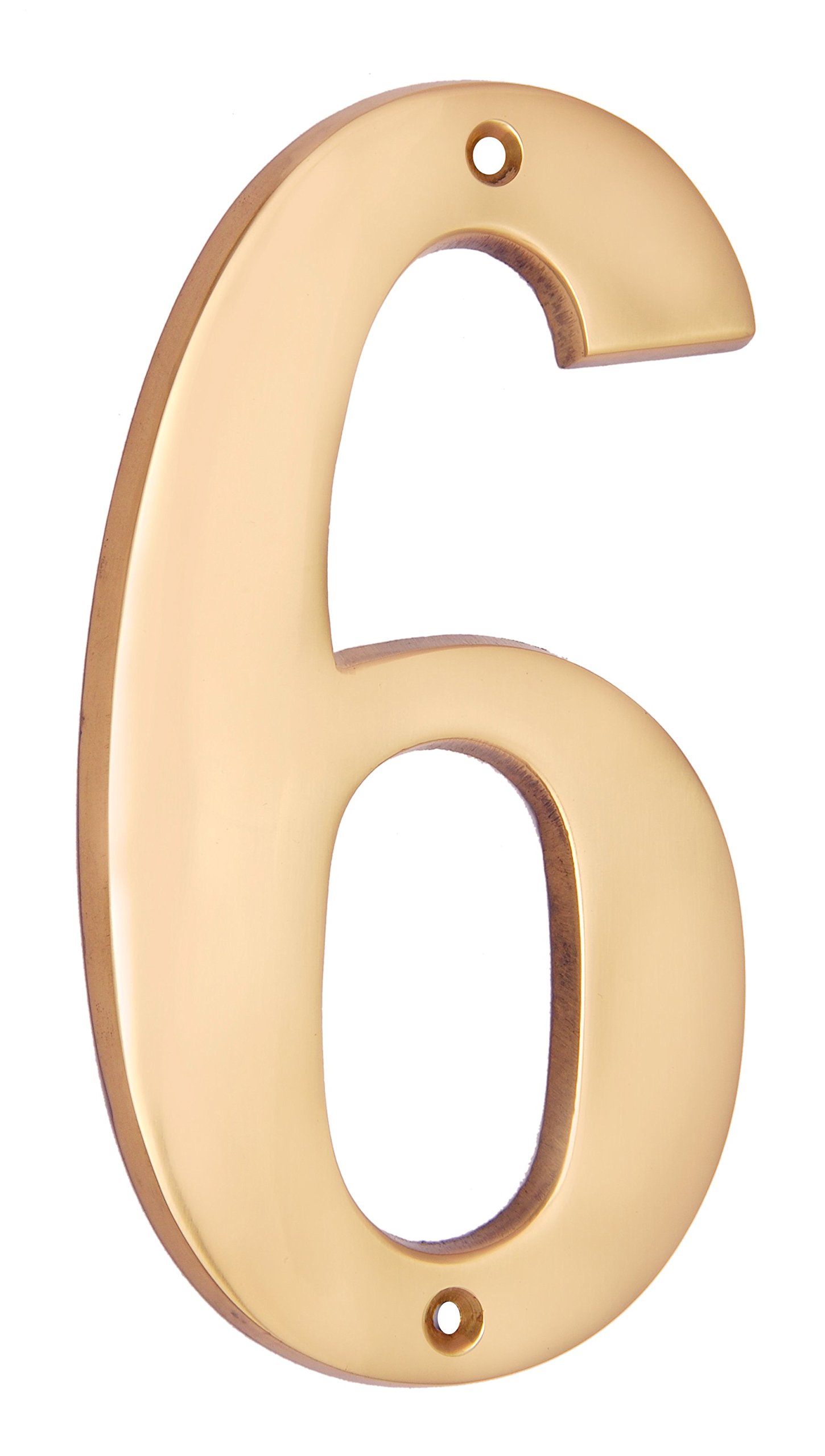 Adonai Hardware 6" Broad Brass Numeral "6" - Polish Lacquered-image-13