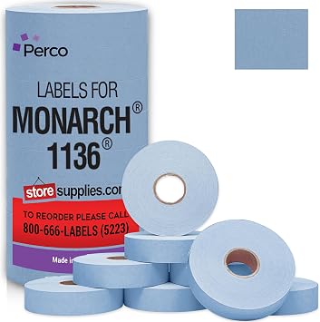 Pricing Labels for Monarch 1136 Blue - 14,000 Labels w/ 8 Rolls Value Pack, 1 Sleeve - Made in USA