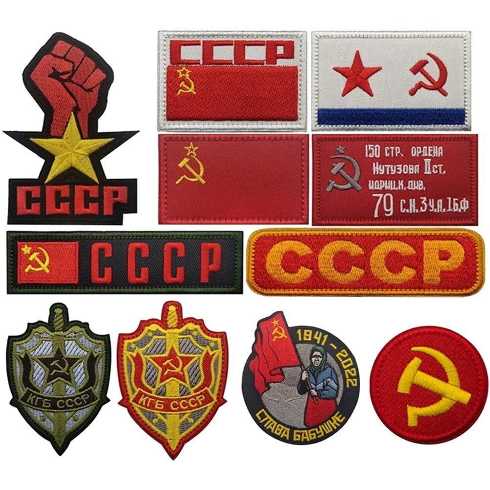 Luxylei 11pcs Soviet Embroidery Cccp Patch Russia Embroidered Badge Patch Colorful Flag Clothing Military Patches Army Suits Decoration Patches