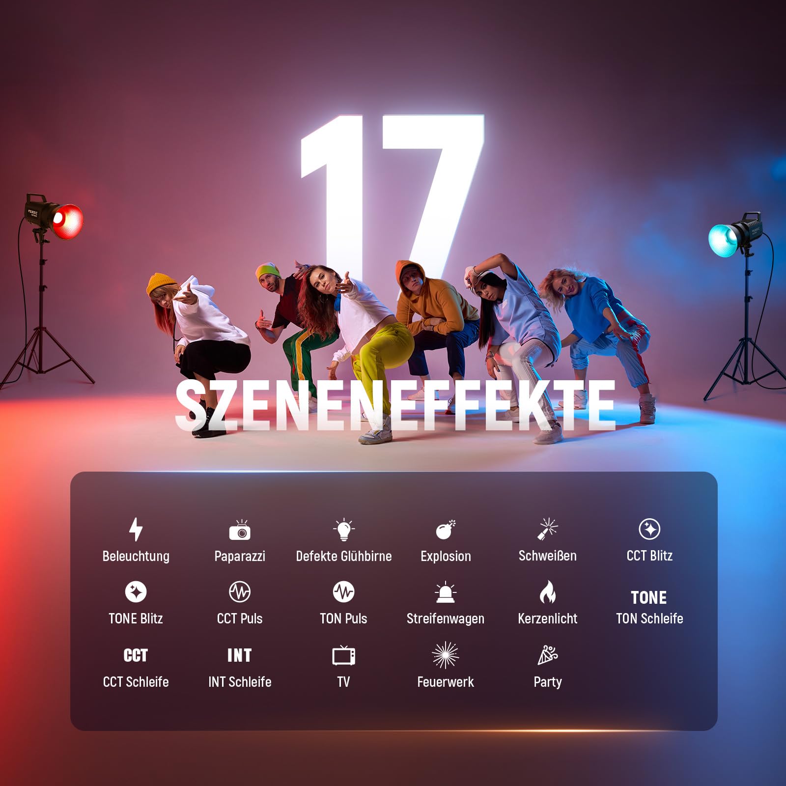 NEEWER 300W RGB LED Videolicht mit APP/2.4G Steuerung, 17 Effekte, 2500K-7500K 29000lux/1m COB Dauerlicht, CRI95+/TLCI97+ Bowens Mount für Studiofotografie und Videoaufnahmen, FS300C