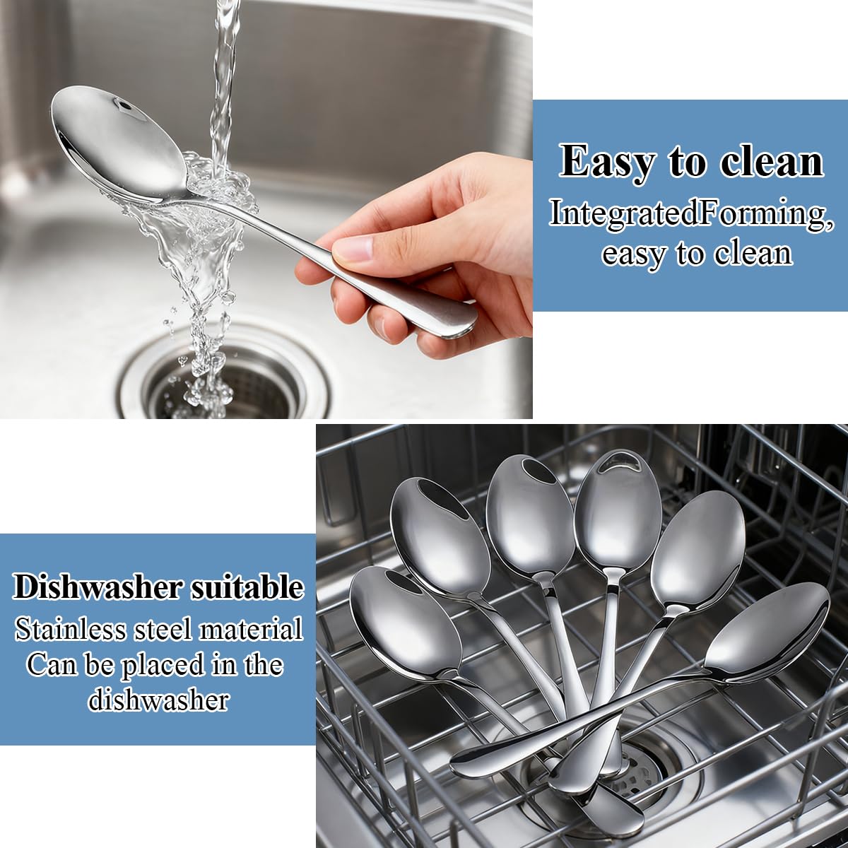Berglander Set di 24 cucchiai da tavola, 18,7 cm, in acciaio inox per uso alimentare, per casa, cucina o ristorante, lucidati a specchio, lavabili in lavastoviglie