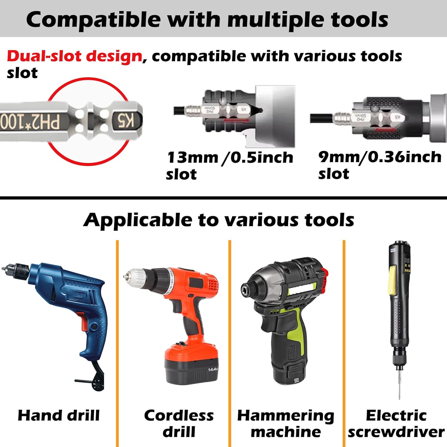 High Magnetic Screwdriver Drill Bit Set, 2025 Upgraded Anti Slip Magnetic Electric Screwdriver Set, S2 Alloy Steel Non Slip Strong Magnetic Screwdriver Bits for Impact Driver and Hand Drill (6 Pcs)
