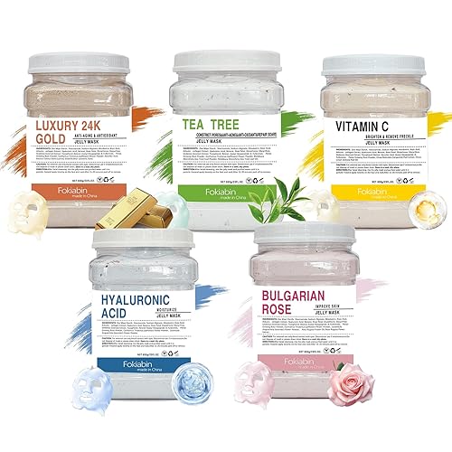 Mascarilla facial hidratante profesional de limpieza profunda, 115 onzas líquidas, 5 tratamientos (ácido hialurónico, rosa búlgar, oro de 24