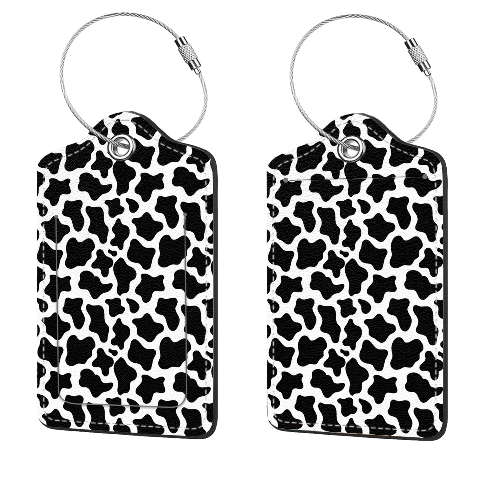 2 Pcs Luggage Tags for Suitcases, PU Leather Cruise Ship Luggage Tags with Privacy Cover Label Address Card and Durable Metal Ring Suitable for Men