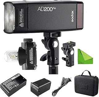 GODOX AD200 Pro AD200Pro 200Ws 2.4G Flash Strobe, 1/8000 HSS, 500 Full Power Flashes, 0.01-1.8s Recycling, 2900mAh Battery, Bare Bulb/Speedlite Fresnel Flash Head Pocket Flash Monolight