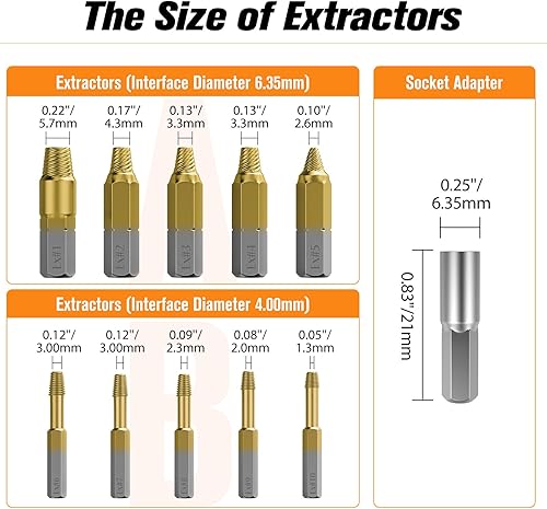 Vista 37 de Nuovoware Juego de extractor de tornillos dañados, 33 piezas mejoradas, kit extractor de tornillos pelados fácil de quitar, juego de removedor