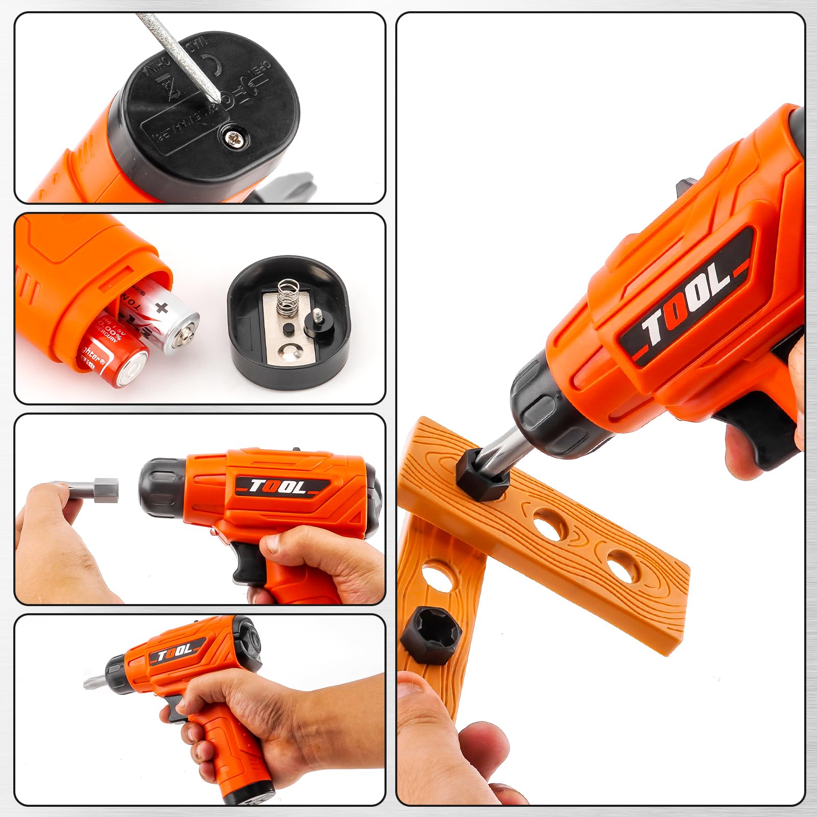 Juego de taladro de juguete para niños pequeños de 1 a 3 años, juego de taladro y tornillo para niños, herramienta de juego de simulación con sonido y acción realistas, juguete STEM preescolar para el 6