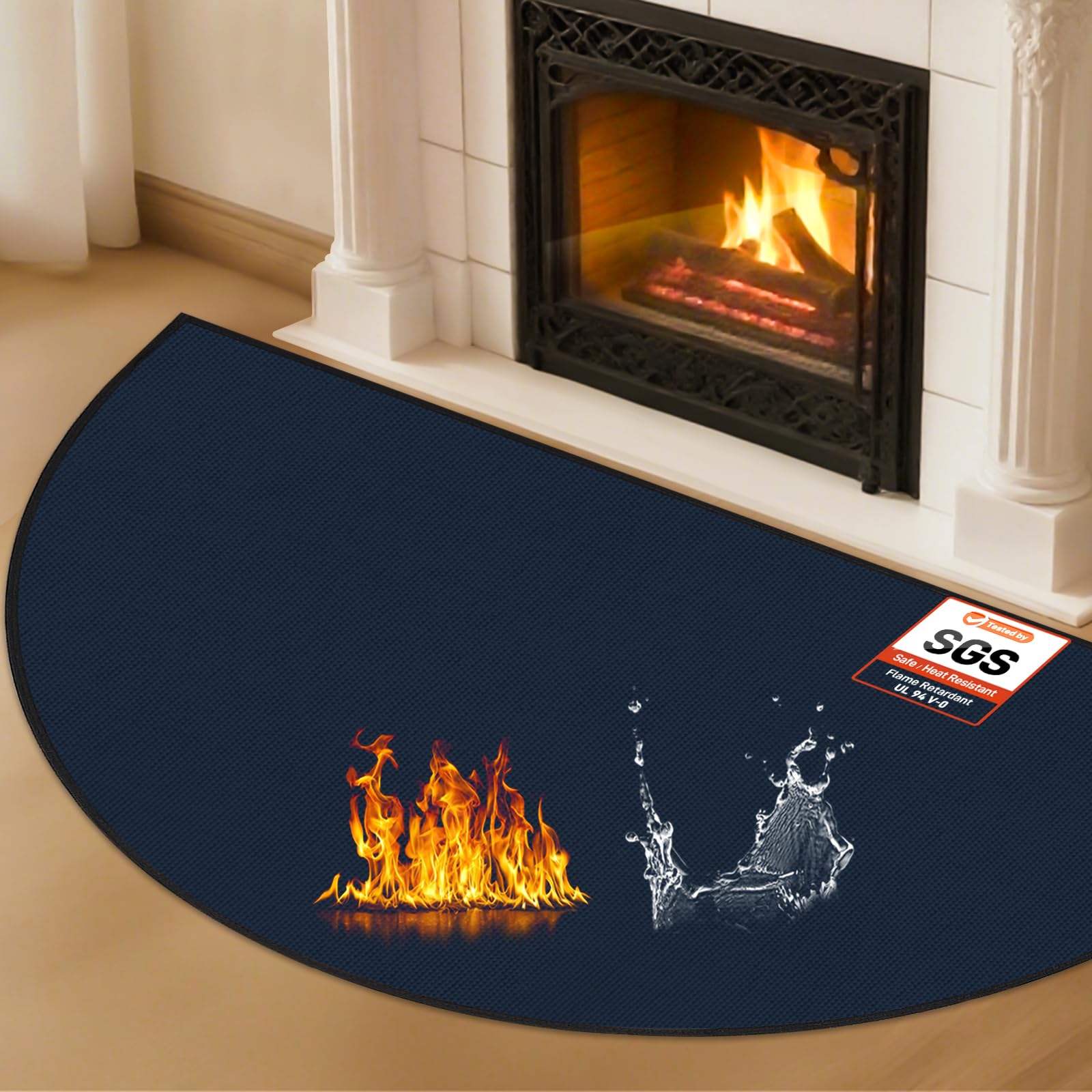 TOHONFOO Fireplace Mat for Home Protection, 4'11'' x 3'4'' x 0.04'', Blue