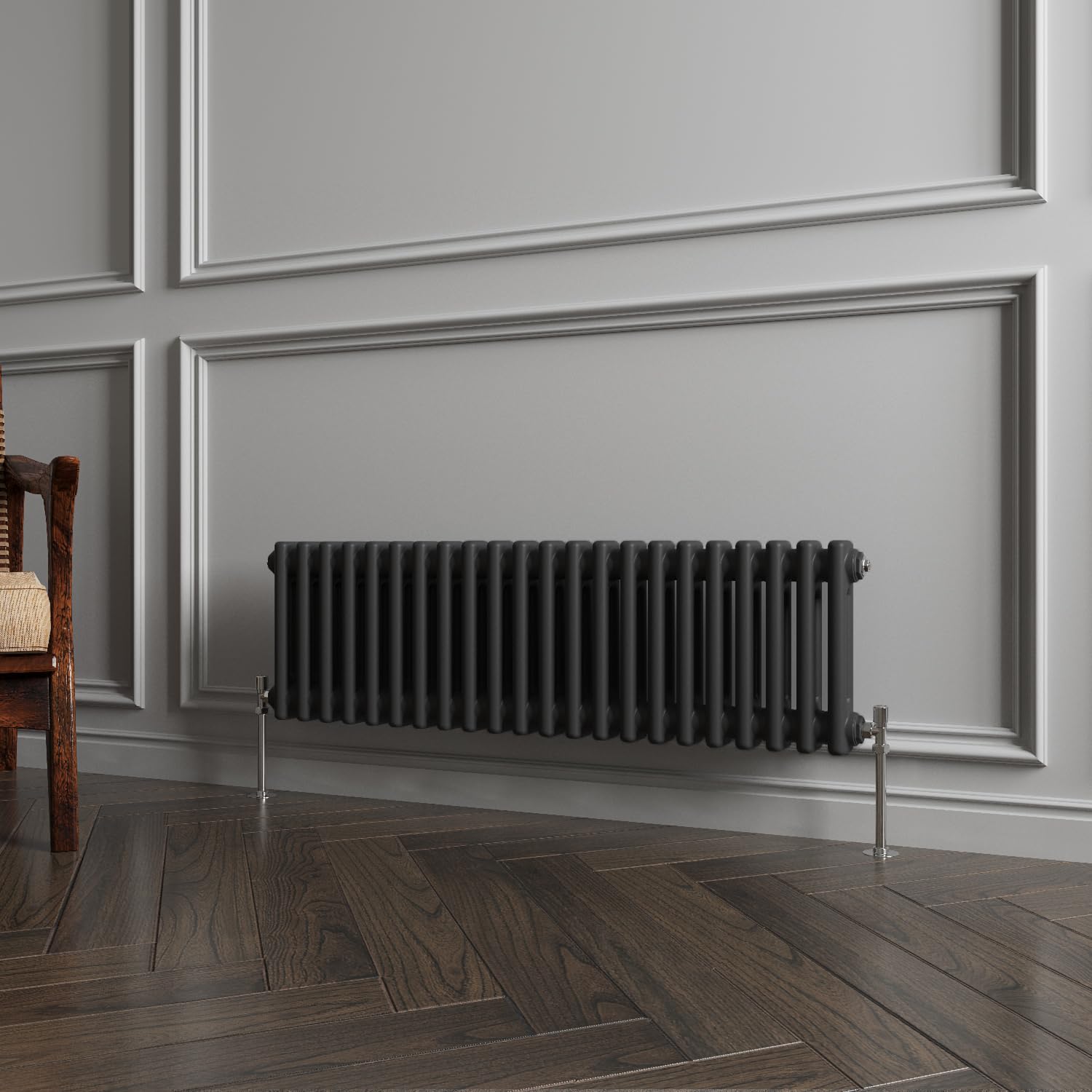 Huibathroom 300x1010mm Black Cast Iron Horizontal Double Column Traditional Central Heating Radiators