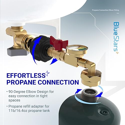Miniatura 7 de BlueStars Adaptador de recarga de propano actualizado 2025 para tanques, adaptador de propano de 20 libras a 1 libra convertidor con medidor y