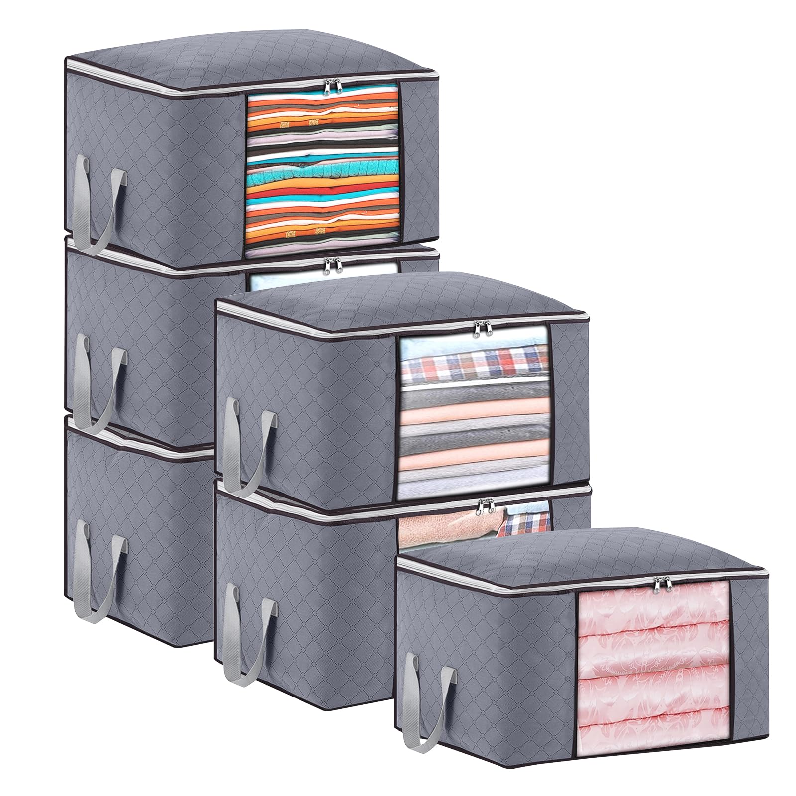 Lot De 4 Sacs De Rangement Sous Lit - Grande Capacité 60x43x35 Cm, Poignées Renforcées, Fenêtre Transparente - Pour Couvertures, Vêtements