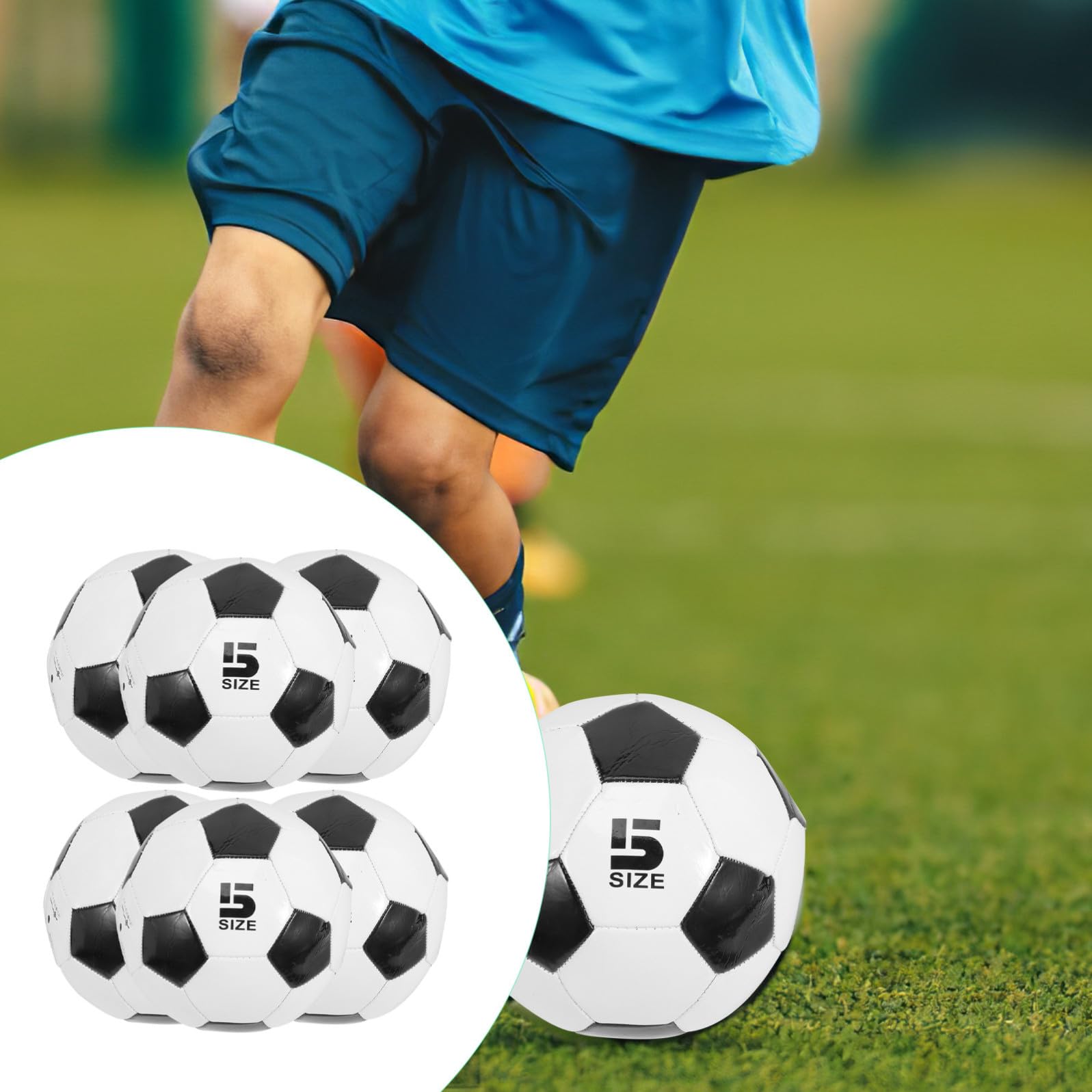 Healeved 6 Pezzi Pallone da Calcio in PVC, Resistente all'Usura, per Allenamento e Gioco nel Parco o Campo da Calcio, Misura 5