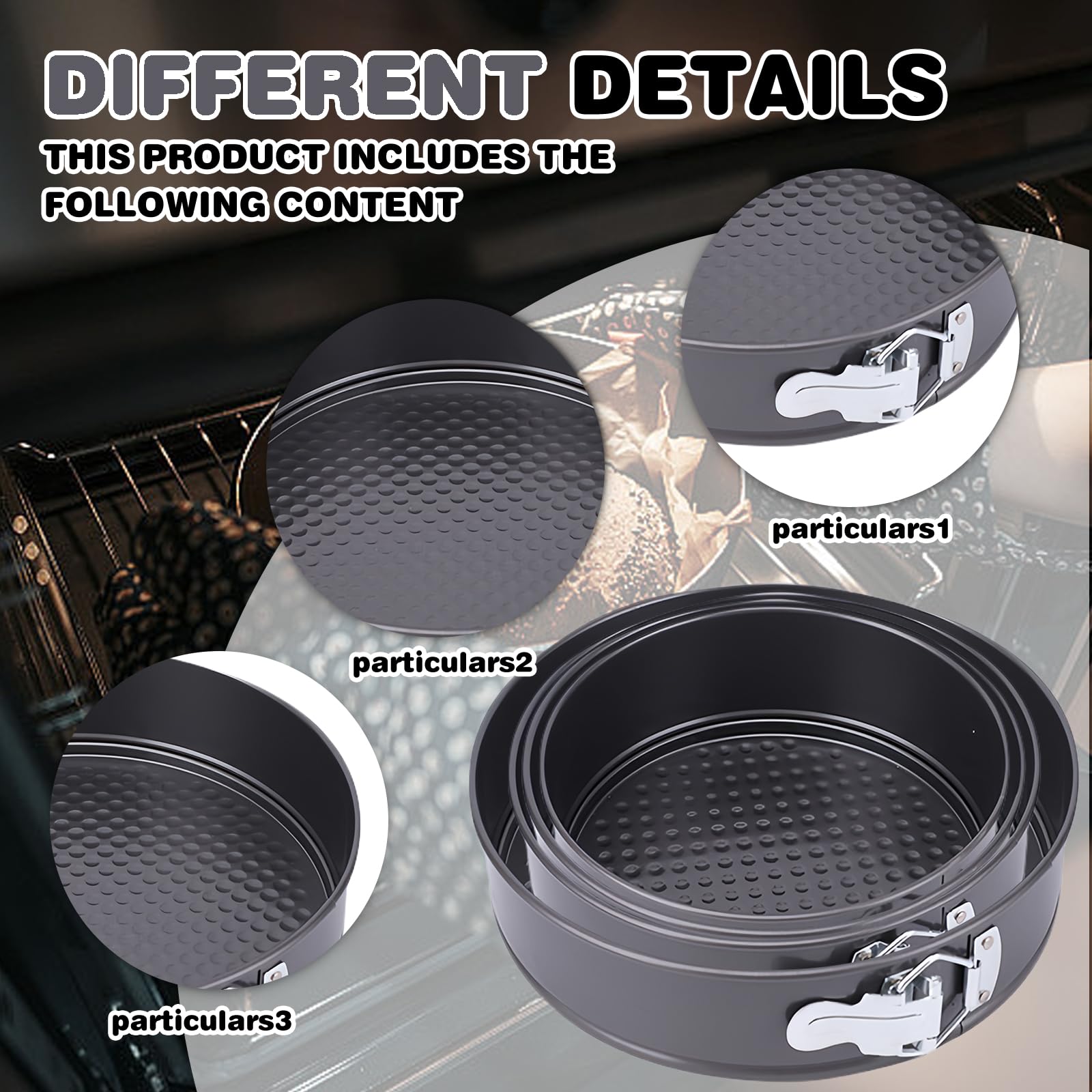 Set di 4 stampi per torte, Ø 18/20/22/24 cm, con fondo piatto, rimovibile, piatto rotondo, a prova di perdite, rivestimento antiaderente per cuocere torte e pane
