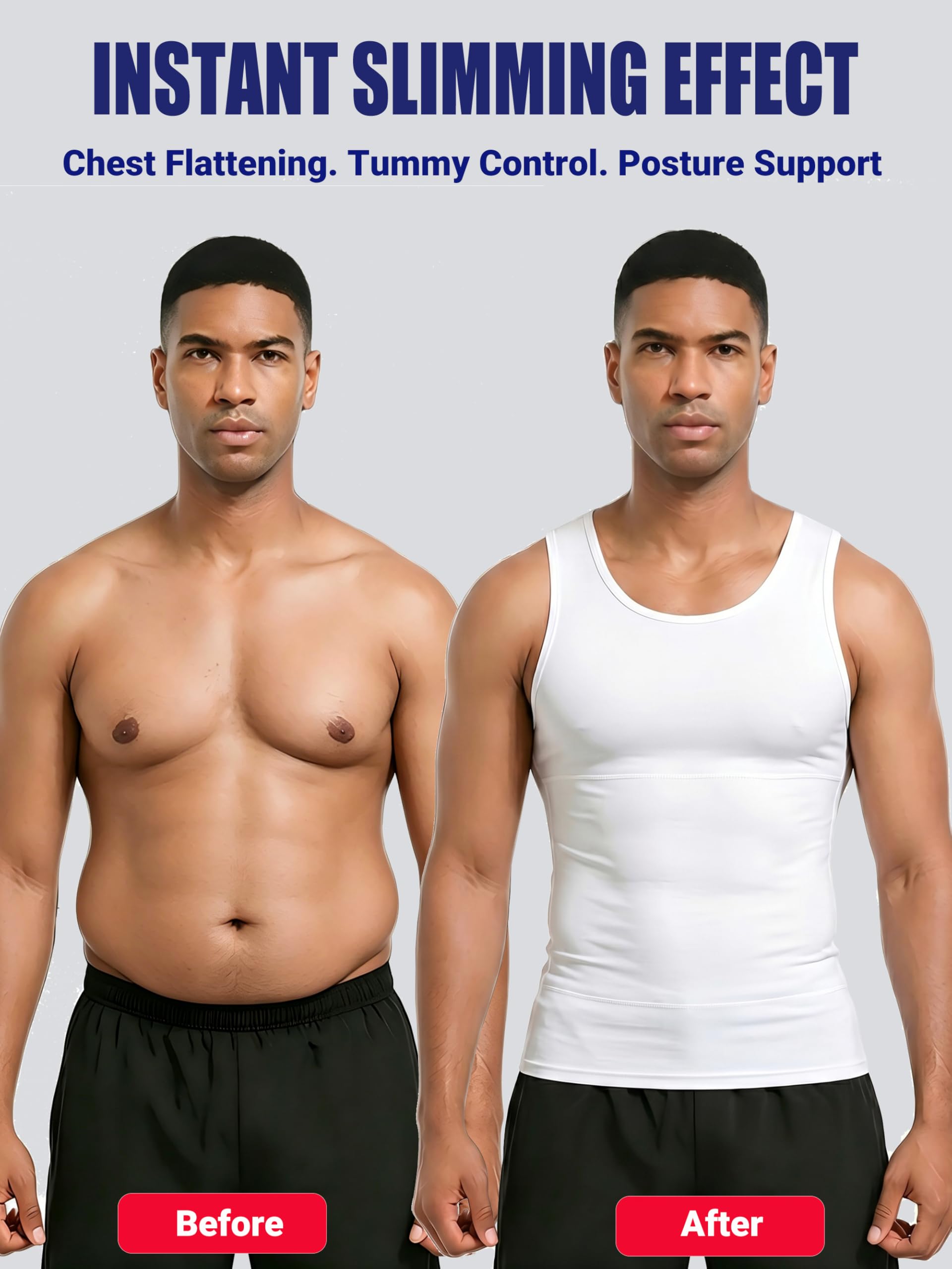 Kompressions-Tanktop für Herren, figurformend, figurformend, Unterhemd, Shapewear