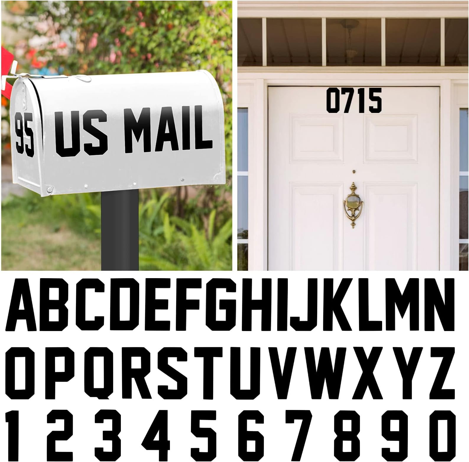 Seloom148 PCS Reflective Mailbox Numbers and Letters Stickers Decals,3 X 7 Set Number 09 and 3 X 3 Set Alphabet Letter for Outside Indoor,Vinyl SelfAdhesive Waterproof Door House Address