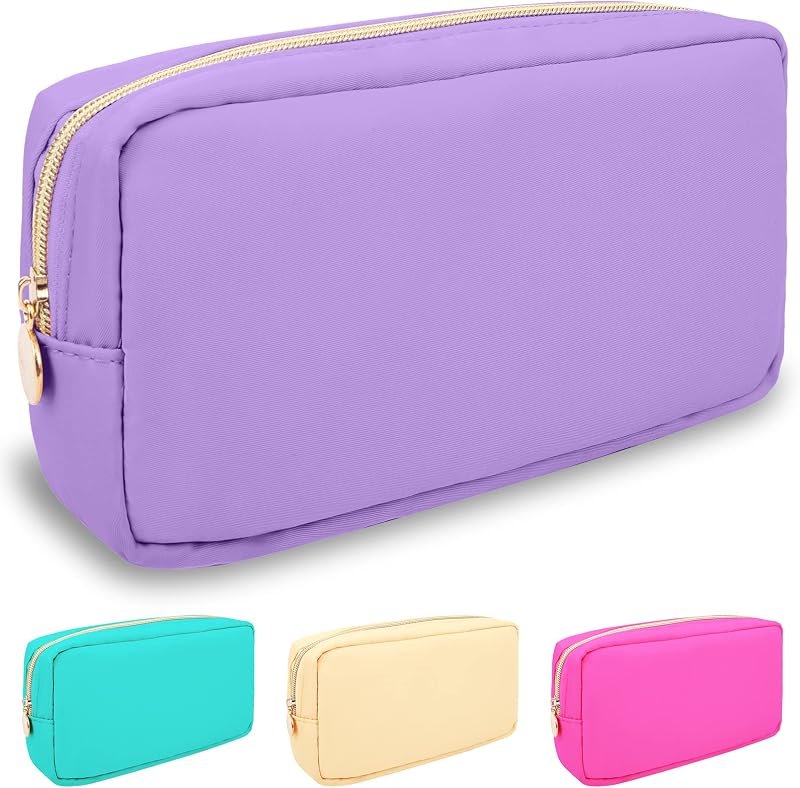 Necessaire pequena de nylon izuzta com zíper, roxa