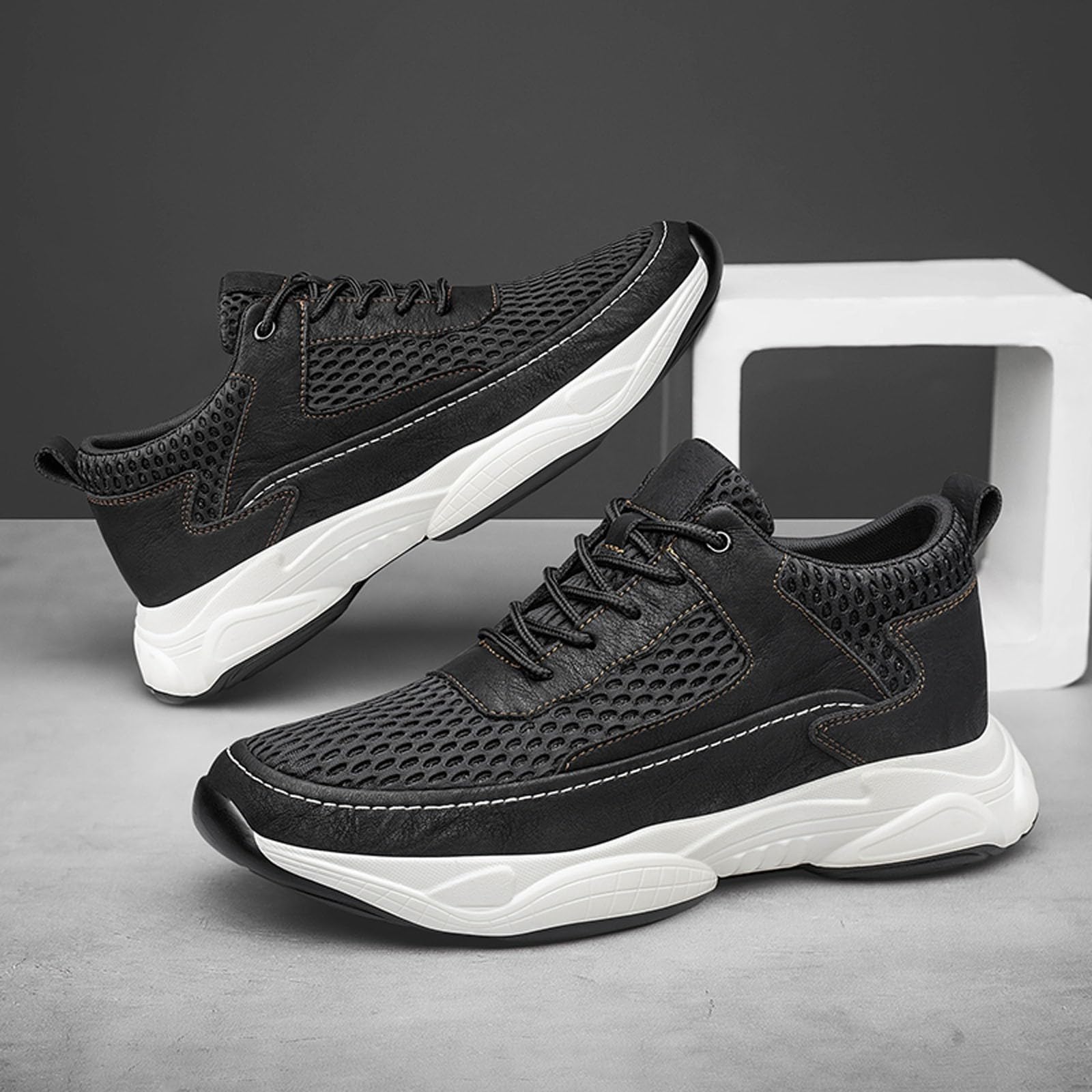 Sneakers da uomo in rete leggera traspirante con tacco invisibile 6/8/10 cm Taller scarpe sportive casual sneakers traspiranti per città tempo libero e passeggiate