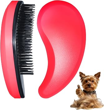 Small Dog Brush, Skin-friendly Soft Bristles Rose Red