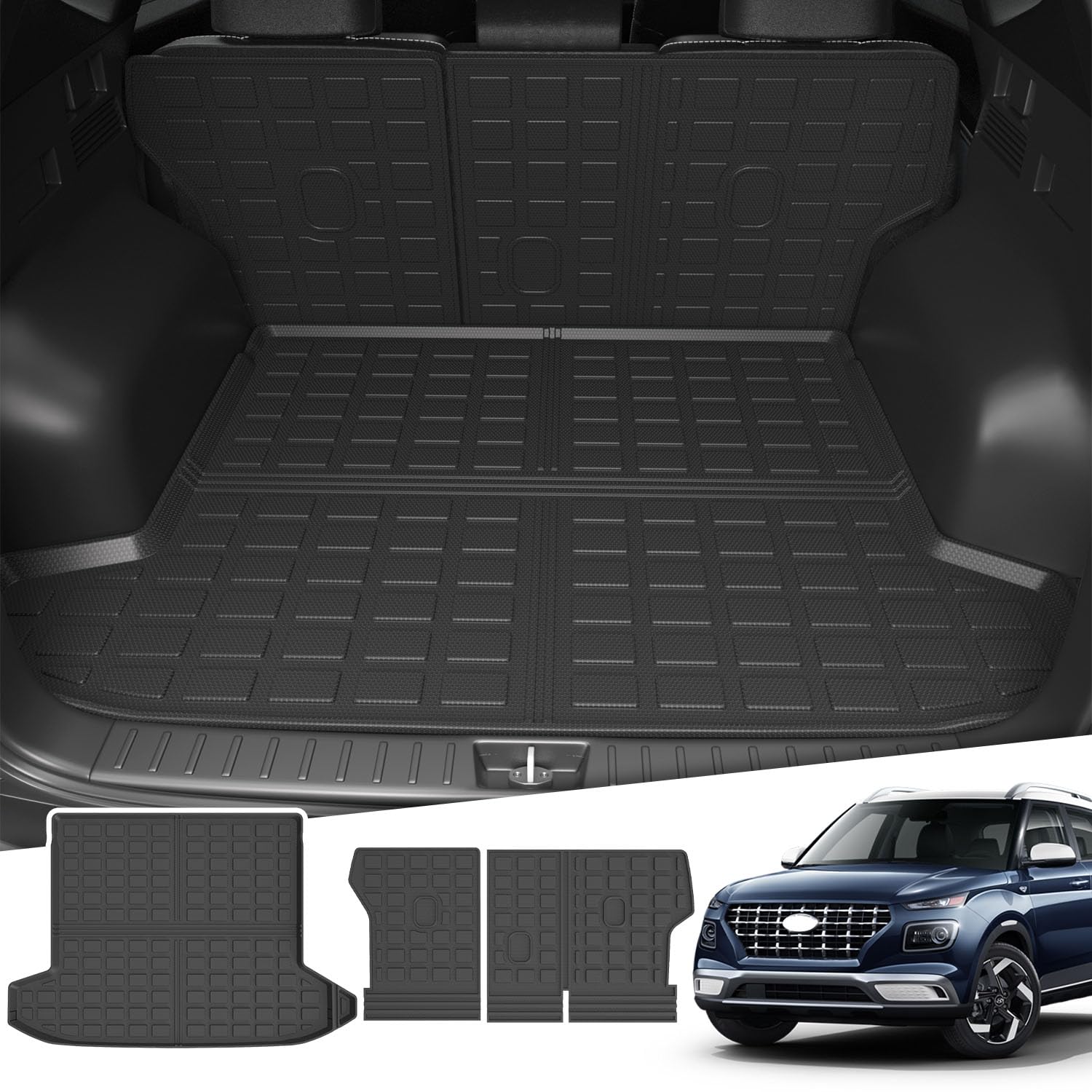 Xipoo Cargo Liner Compatible with 2022-2024 Hyundai Tucson Cargo Liner Backrest Mat TPE Back Seat Protector Replacement For 2022 2023 2024 Hyundai Tucson Accessories (Rear Trunk Mat+Rear Backrest Mat)