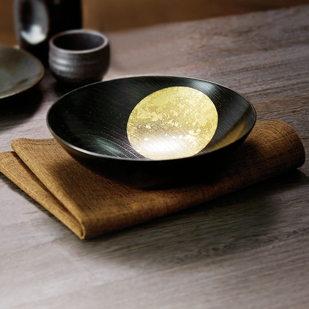 Amazon.co.jp: 箔一 おぼろ月 ボウル 6寸 漆 φ18×5.6cm A101-06005