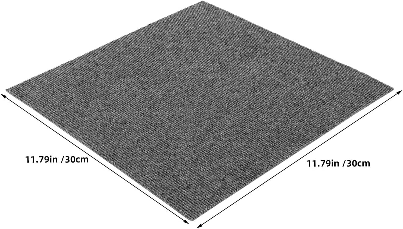 SHOWERORO 10pcs Carpet Tiles Peel and Stick: Self Adhesive Carpet Floor Sticker Tile - 11.8 Inch Square Anti-Slip Soft Padding for Workspace Home (Grey)