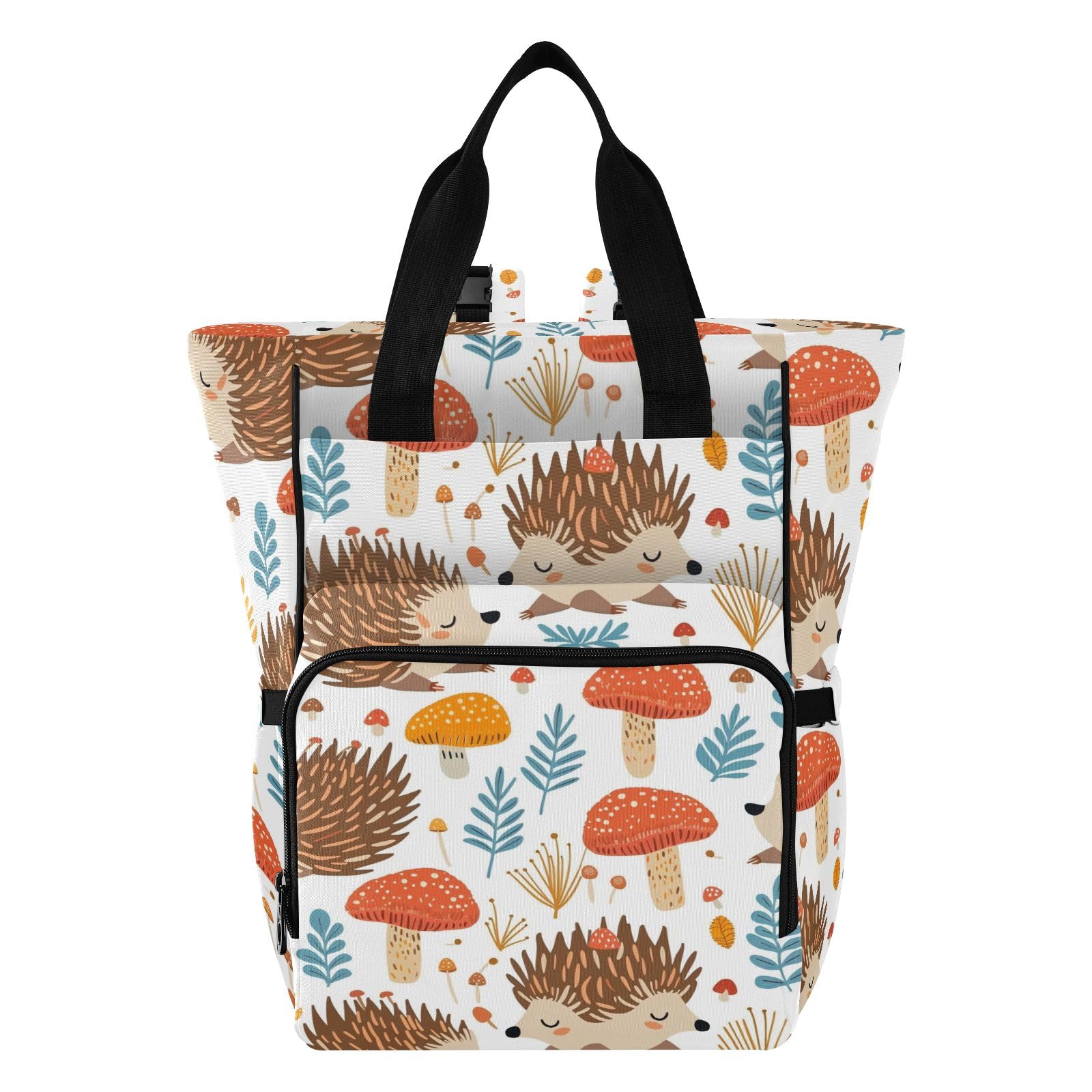 Mnsruu Hedgehog - Borsa per pannolini per bambini, con fungo, borsa grande, impermeabile, da viaggio, per mamme e papà