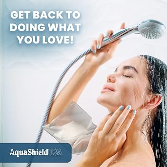 Aqua Shield's PICCGard: waterproof, reusable IV/PICC line sleeve for shower use. Durable polyurethane, flexible fit, skin-friendly. Ideal for medical professionals & home users - Small: 9-12 Size