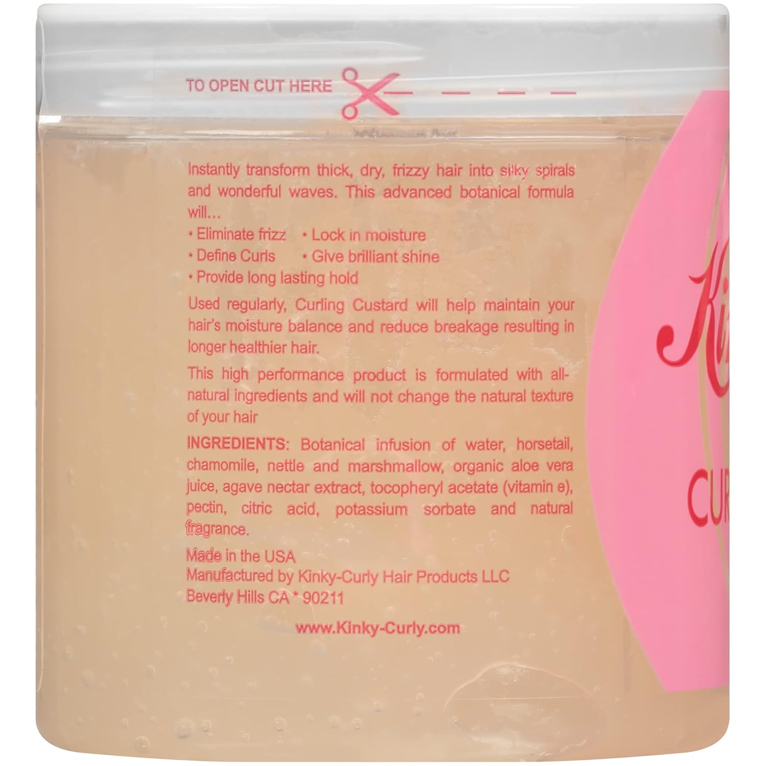 U/S/Kinky Curly Curl Cusard Gel 8oz - Definition Enhancing, Frizz-Fighting Formula for Textured Curls