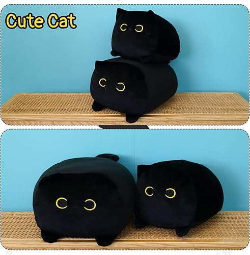 Miniatura 2 de LSYDCARM Peluche de gato negro, almohada de gato negro, juguete de peluche Kawaii de gato negro, peluche de gato negro, linda almohada de gato