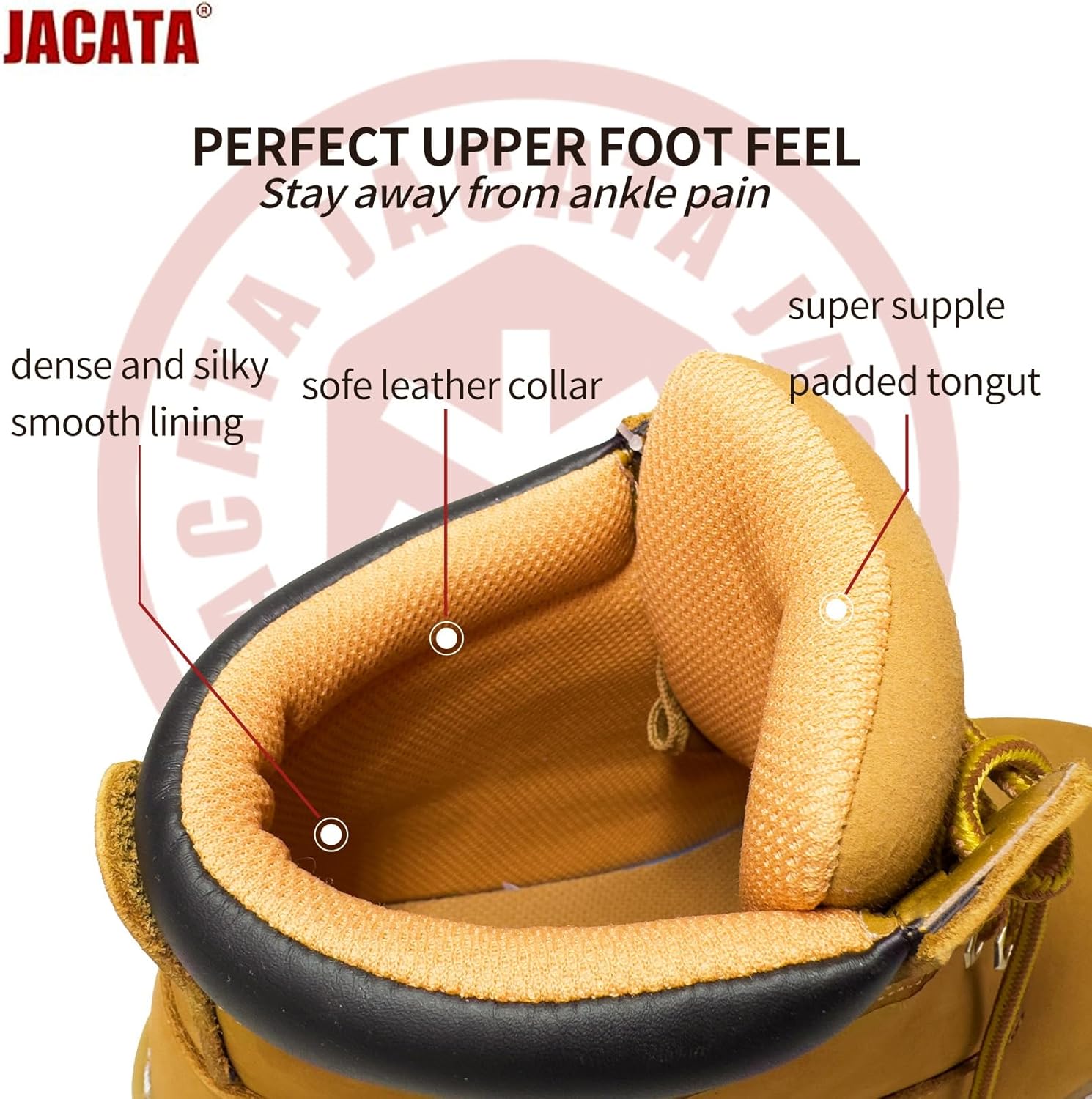 Jacata Steel Toe Work Boots For Men Water Resistant Leather Men's Safety Shoes 6" Non Slip Rubber Industrial Construction Boot - Image 4