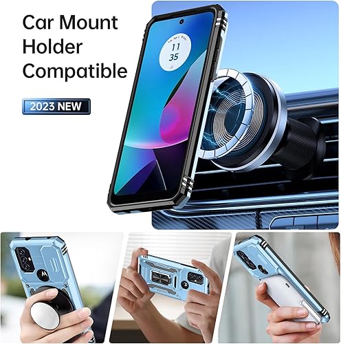 Miniatura 2 de MERRO Funda para Moto G-Play-2023Moto G Power 2022Moto G Pure Case, funda deslizante para cámara, funda resistente de grado militar con soporte