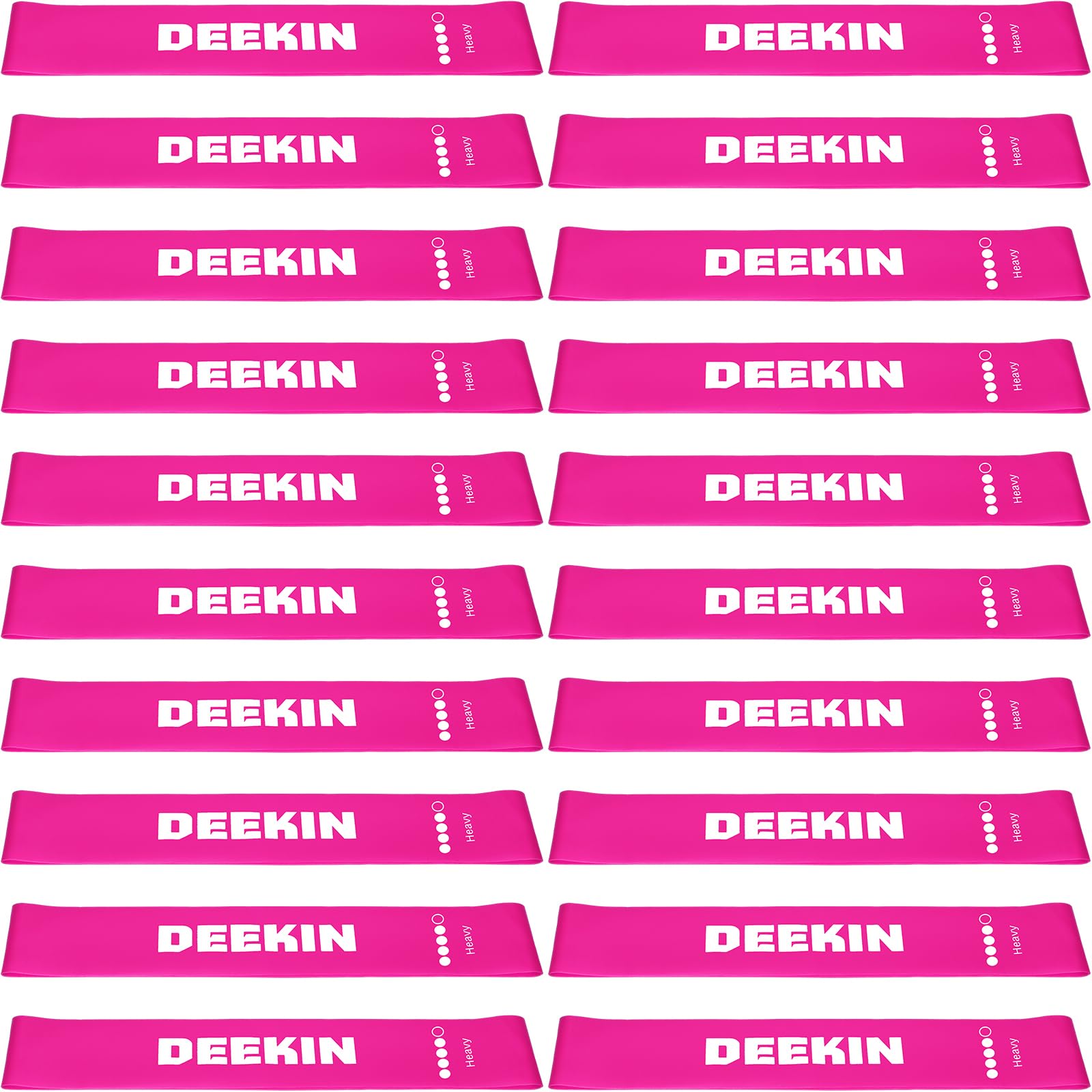 DEEKIN Lot de 20 bandes de résistance élastiques pour homme et femme - Pour fitness, gym, yoga, 18 à 22,7 kg - Violet rouge