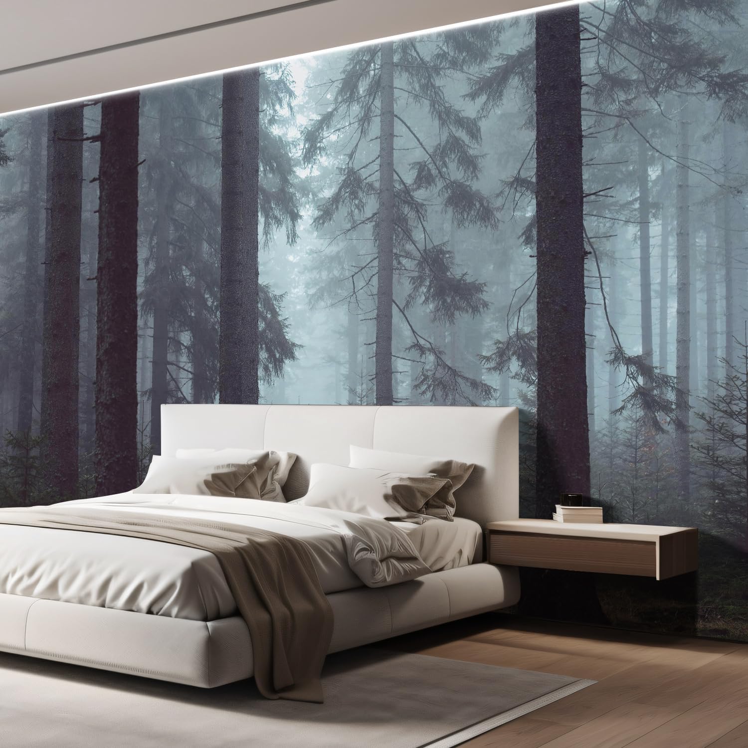 wall26 Wall Sticker/Wall Mural Foggy Pin Forest, Not Peel and Stick, Non-Woven Wallpaper Decorative for Bedroom, Living Room, Office - 66x96 inches
