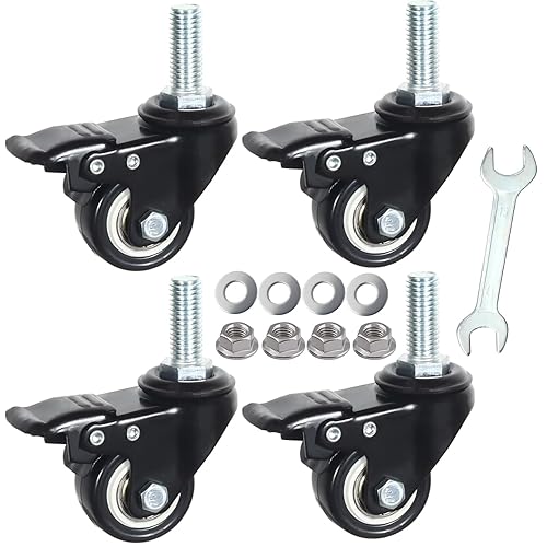 DICASAL Ruedas de vástago giratorio de 1.5 pulgadas, ruedas industriales con rosca de tamaño americano de 12"-13x1", ruedas de seguridad de doble