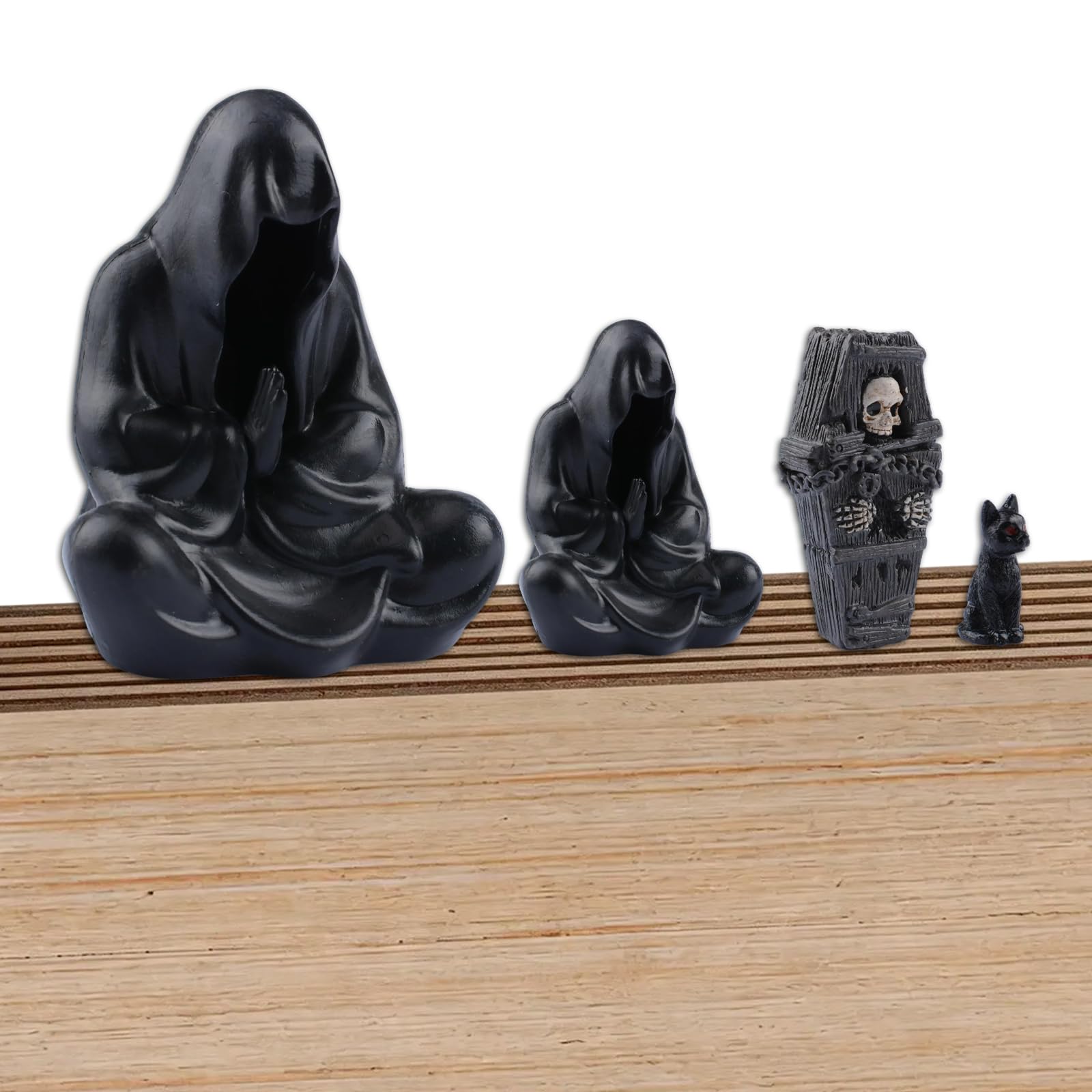 Mini cercueil d'Halloween lot de 4 décos chat noir pour table gothique