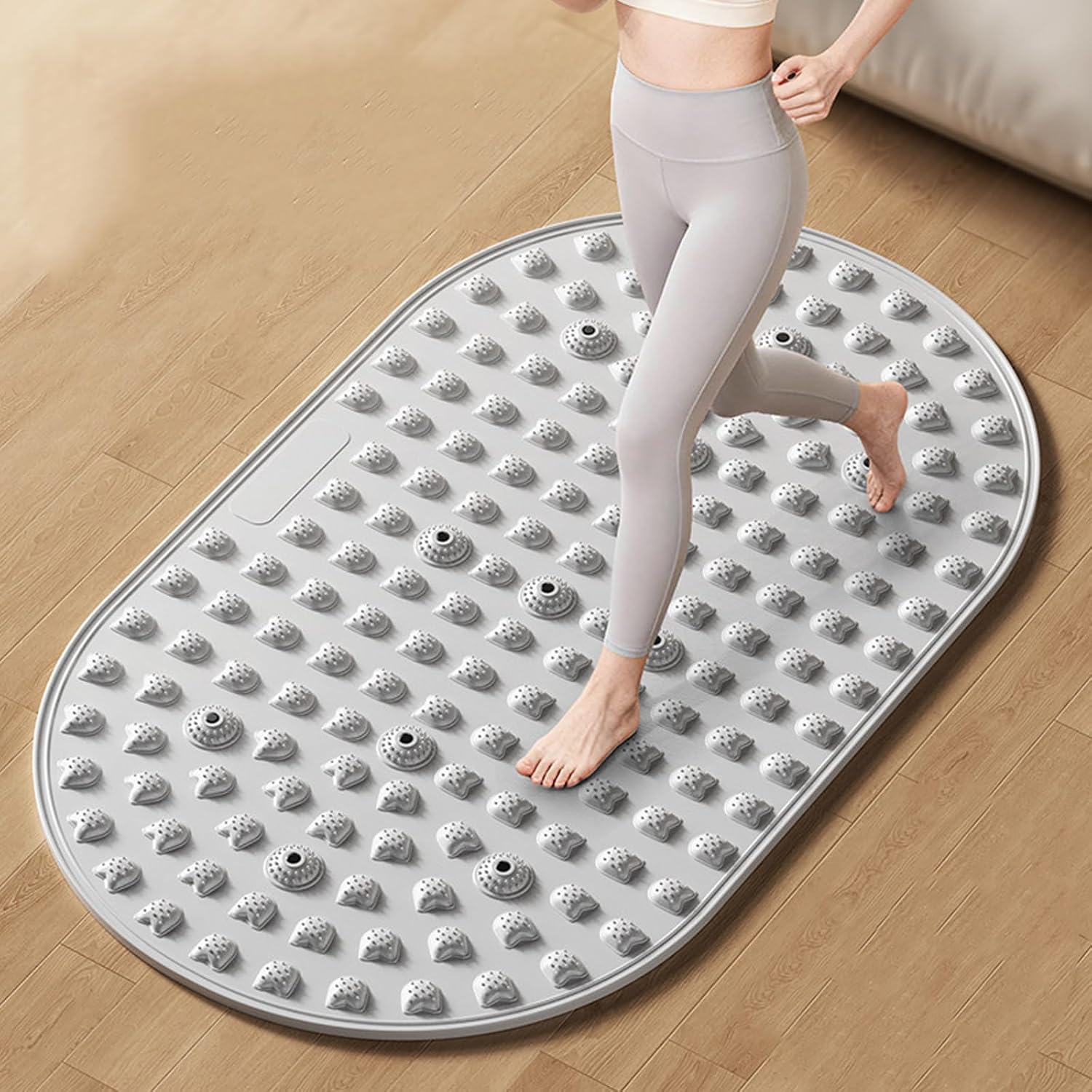 Silicone Reflexology Foot Massage Mat with Magnetic Therapy, Acupressure Meridian Stimulation Pad, Soft Gel TPE Material, 29.6x17.7 Inches, Gray