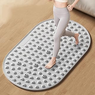 Silicone Reflexology Foot Massage Mat with Magnetic Therapy, Acupressure Meridian Stimulation Pad, Soft Gel TPE Material, 29.6x17.7 Inches, Gray