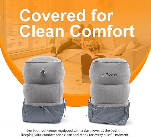 Miniatura 4 de Almohada inflable de viaje con reposapiés estándar de avión para viajes en avión, automóvil, tren, hogar y oficina, cama de avión para niños