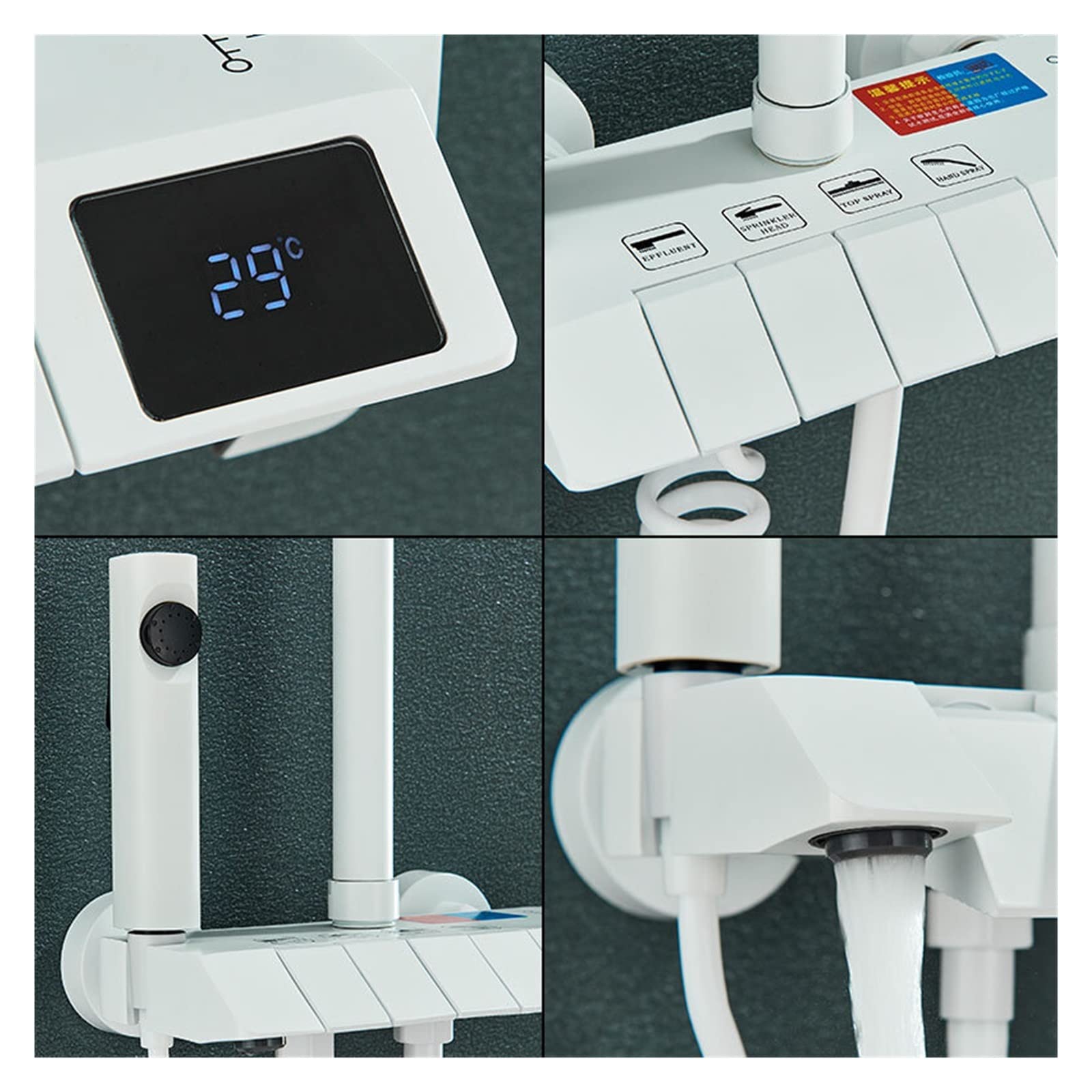 Doccia Portatile, Sistema Doccia, Sistema Doccia, Sistema Doccia con Display Digitale Bianco, Set Doccia LCD con Acqua Calda e Fredda, Set Doccia per Bagno, Sistema di rubinetti, Miscelatore