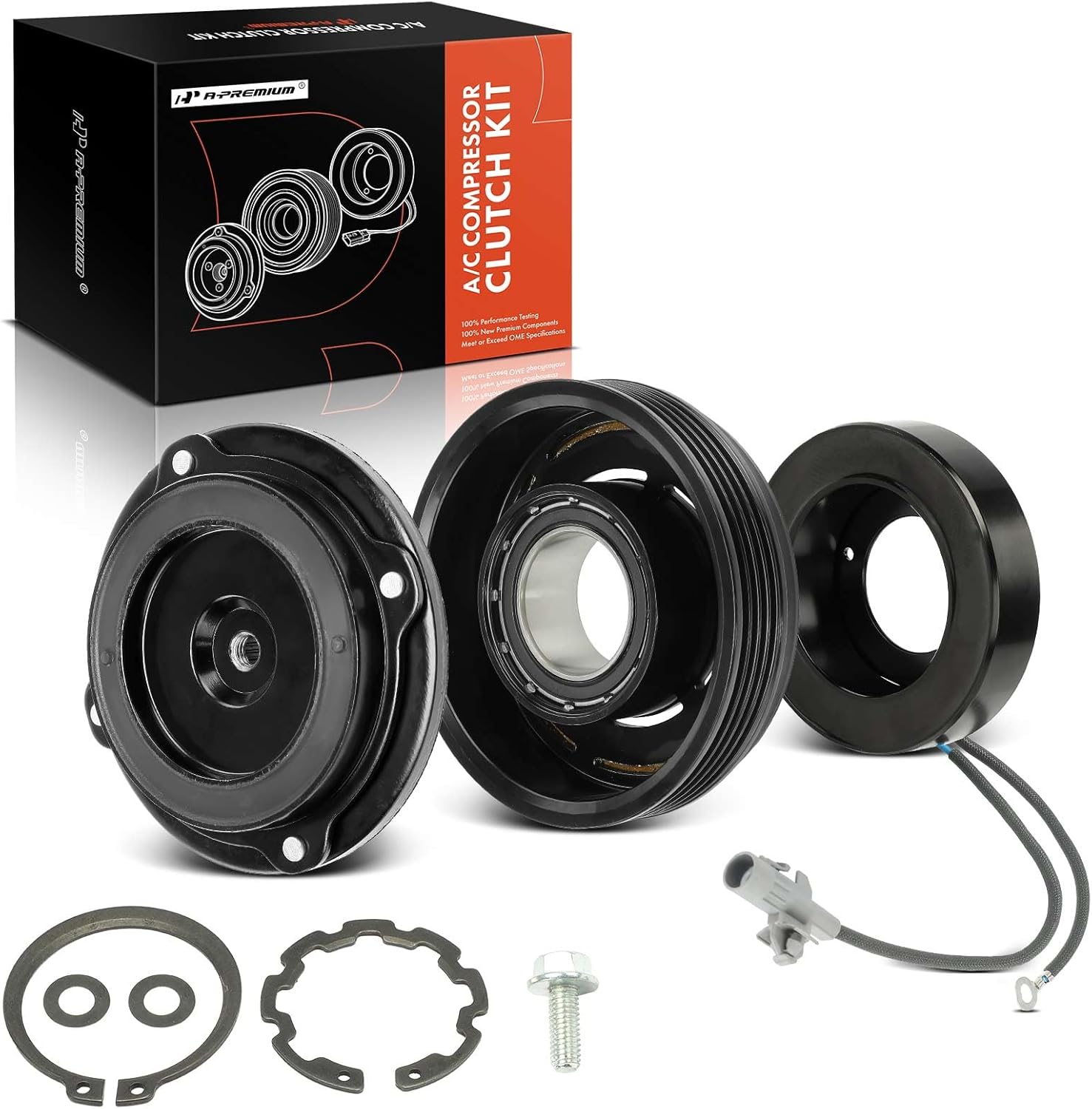 A-Premium Air Conditioner AC Compressor Clutch Kit Compatible with BMW X5, 550i, 550i GT, 550i GT xDrive, 550i xDrive, X3, X1, 750i, 750i xDrive, 750Li, 750Li xDrive, 760Li, X6, 650i, 650i Gran Coupe