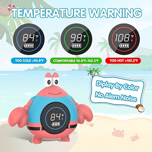 Miniatura 3 de Babyelf Termómetro recargable para bebé, termómetro de agua para bañera de seguridad, juguete flotante para bañera y piscina con advertencia de