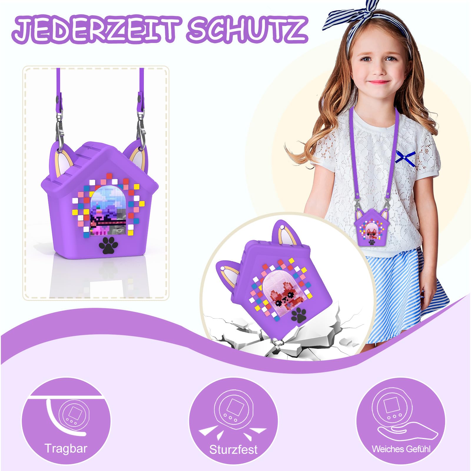 Custodia in silicone compatibile con Bitzee, custodia protettiva antiurto con cordino, antipolvere e lavabile, morbida pelle per animali domestici digitali interattivi, accessorio anti-goccia (mix Custodia in silicone compatibile con Bitzee, custodia protettiva antiurto con cordino, antipolvere e lavabile, morbida pelle per animali domestici digitali interattivi, accessorio anti-goccia (mix