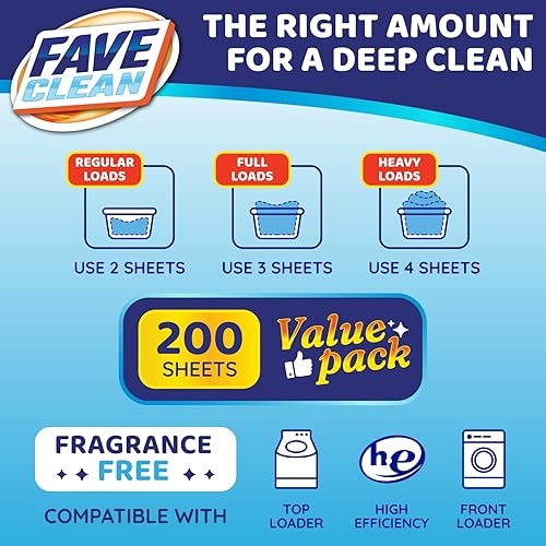 Miniatura 6 de FAVE Clean Sábanas de detergente prémium 200 hojas ligeras biodegradables sin plástico sin residuos tiras ecológicas sin fragancia sin perfume