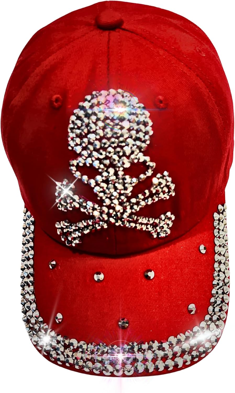 Popfizzy Bling Hat for Women, Rhinestone Baseball Cap, Bedazzled Distressed Denim Hat, Fun Birthday Gifts for Women and Girls